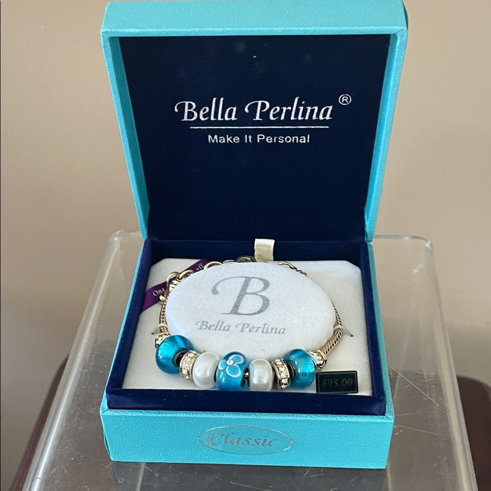 Bella Perlina Turquoise and Silver Charm Bracelet